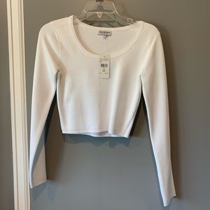 Fashion nova white long sleeve crop